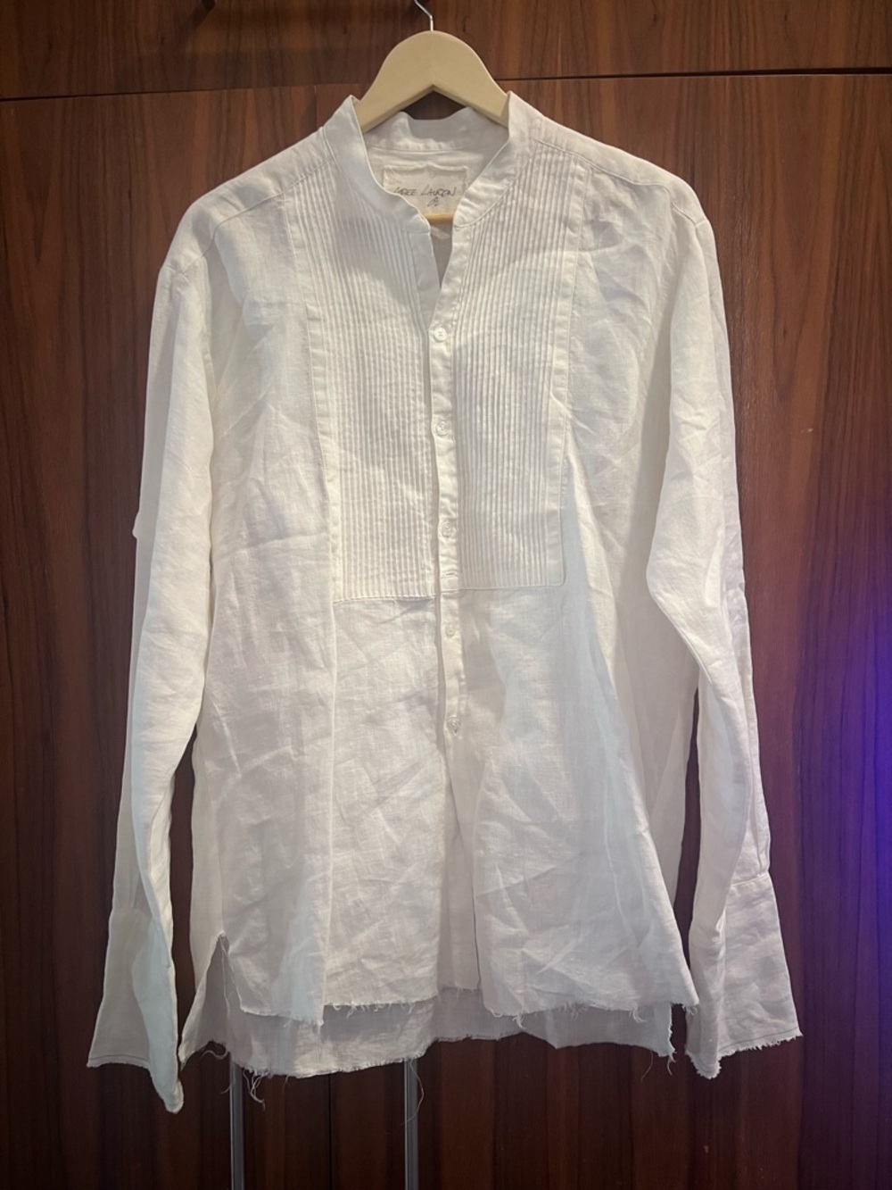 Greg Lauren Linen Tuxedo Shirt